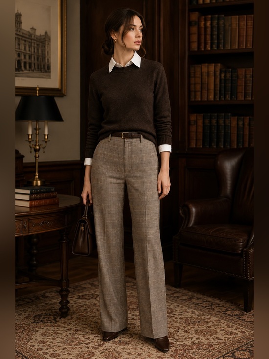 GAP Pants - GapStretch Plaid Wide Leg Career Pants Women’s 6 Brown Glen Plaid Trouser